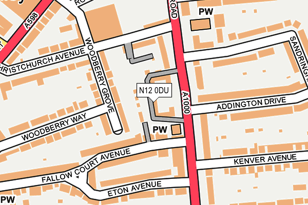 N12 0DU map - OS OpenMap – Local (Ordnance Survey)