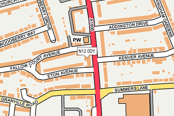 N12 0DY map - OS OpenMap – Local (Ordnance Survey)