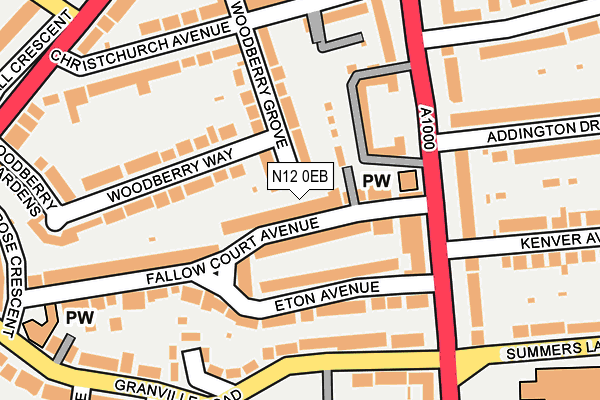 N12 0EB map - OS OpenMap – Local (Ordnance Survey)
