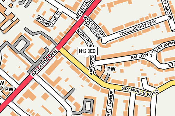 N12 0ED map - OS OpenMap – Local (Ordnance Survey)