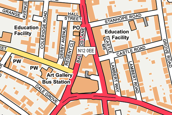 N12 0EE map - OS OpenMap – Local (Ordnance Survey)