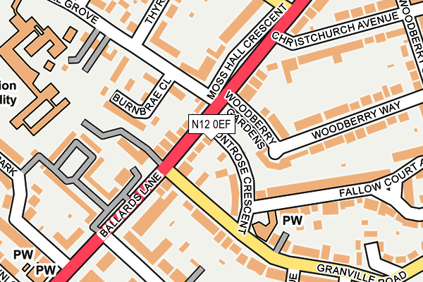 N12 0EF map - OS OpenMap – Local (Ordnance Survey)