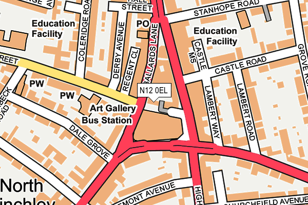 N12 0EL map - OS OpenMap – Local (Ordnance Survey)