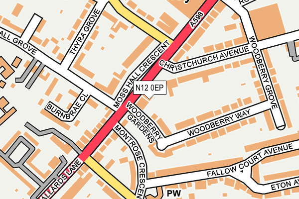 N12 0EP map - OS OpenMap – Local (Ordnance Survey)