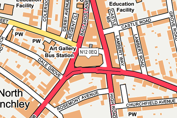 N12 0EQ map - OS OpenMap – Local (Ordnance Survey)