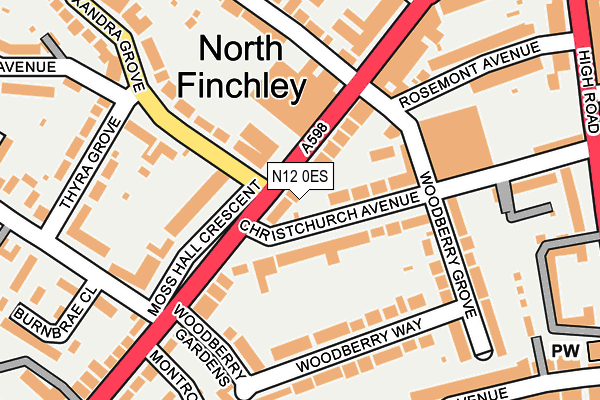 N12 0ES map - OS OpenMap – Local (Ordnance Survey)