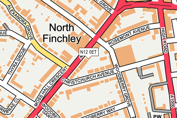 N12 0ET map - OS OpenMap – Local (Ordnance Survey)