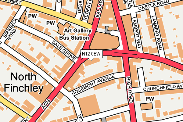 N12 0EW map - OS OpenMap – Local (Ordnance Survey)