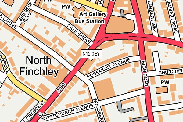N12 0EY map - OS OpenMap – Local (Ordnance Survey)
