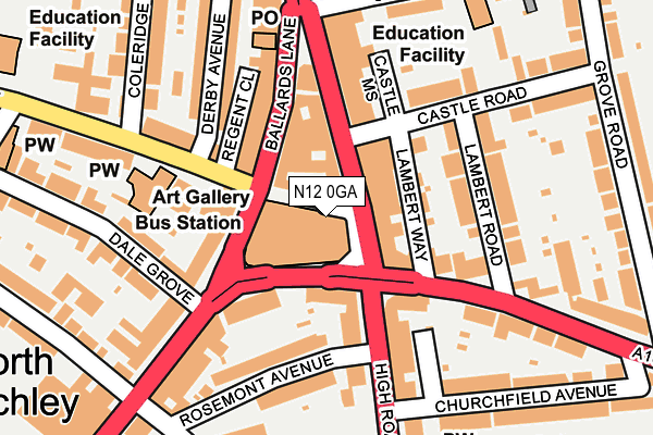 N12 0GA map - OS OpenMap – Local (Ordnance Survey)