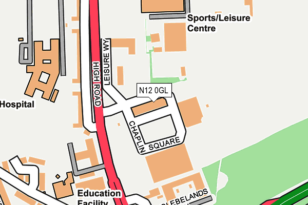 N12 0GL map - OS OpenMap – Local (Ordnance Survey)