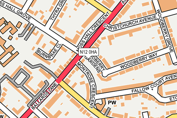 N12 0HA map - OS OpenMap – Local (Ordnance Survey)