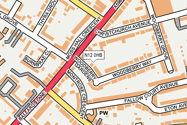 N12 0HB map - OS OpenMap – Local (Ordnance Survey)