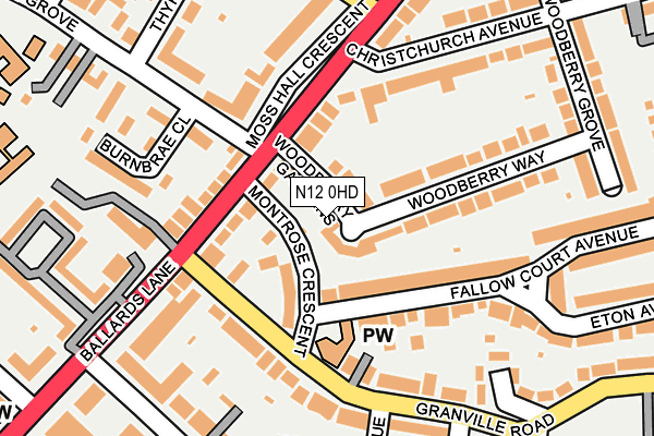 N12 0HD map - OS OpenMap – Local (Ordnance Survey)