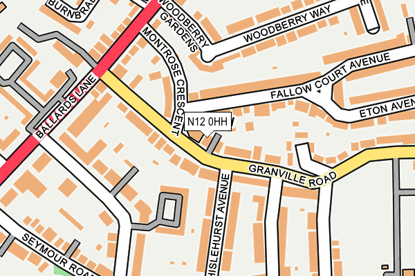 N12 0HH map - OS OpenMap – Local (Ordnance Survey)
