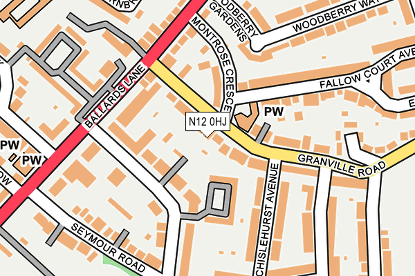 N12 0HJ map - OS OpenMap – Local (Ordnance Survey)