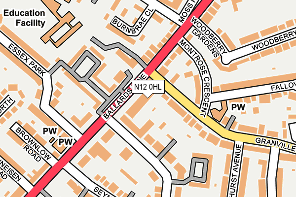 N12 0HL map - OS OpenMap – Local (Ordnance Survey)