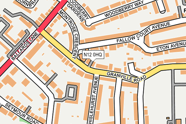 N12 0HQ map - OS OpenMap – Local (Ordnance Survey)