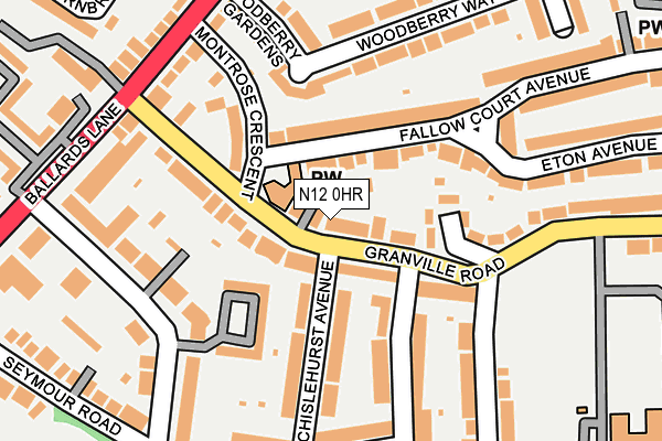 N12 0HR map - OS OpenMap – Local (Ordnance Survey)