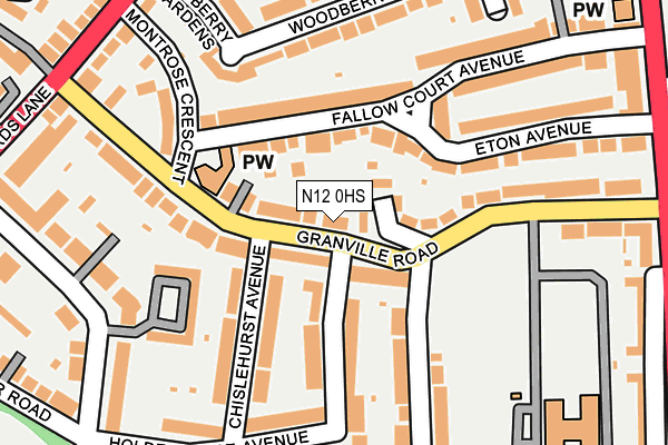 N12 0HS map - OS OpenMap – Local (Ordnance Survey)