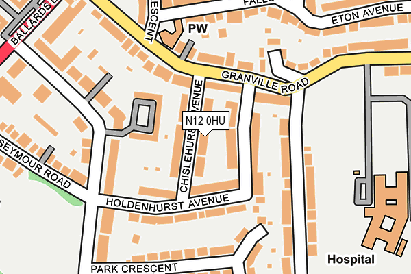 N12 0HU map - OS OpenMap – Local (Ordnance Survey)