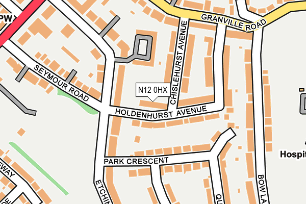 N12 0HX map - OS OpenMap – Local (Ordnance Survey)