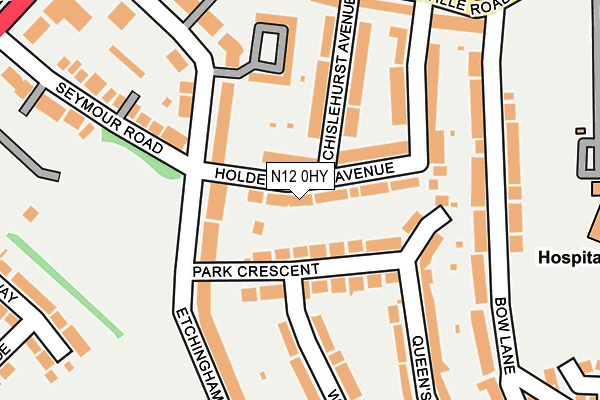 N12 0HY map - OS OpenMap – Local (Ordnance Survey)