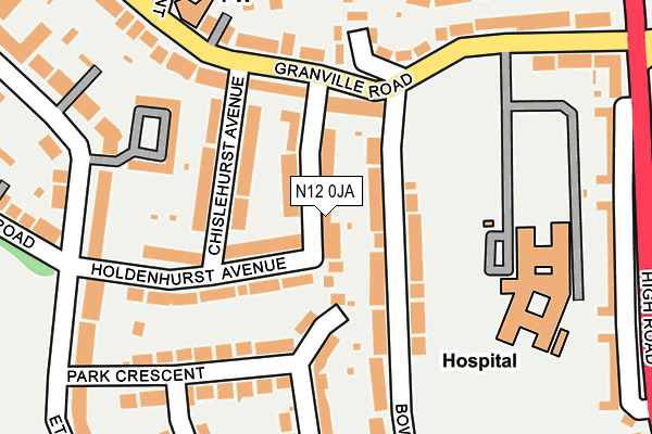 N12 0JA map - OS OpenMap – Local (Ordnance Survey)