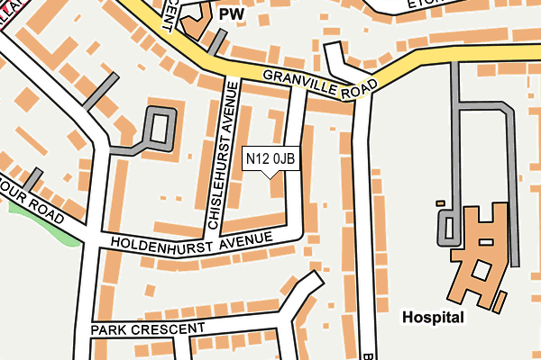N12 0JB map - OS OpenMap – Local (Ordnance Survey)