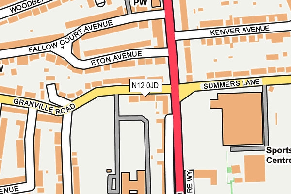 N12 0JD map - OS OpenMap – Local (Ordnance Survey)