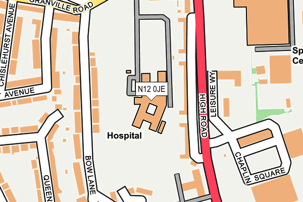 N12 0JE map - OS OpenMap – Local (Ordnance Survey)