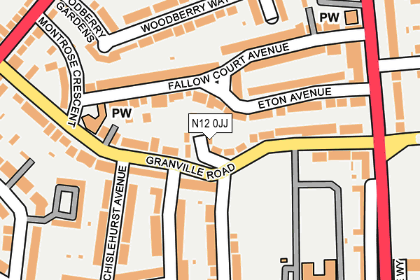 N12 0JJ map - OS OpenMap – Local (Ordnance Survey)