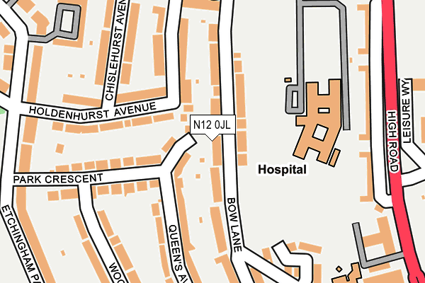N12 0JL map - OS OpenMap – Local (Ordnance Survey)