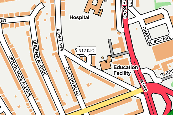 N12 0JQ map - OS OpenMap – Local (Ordnance Survey)