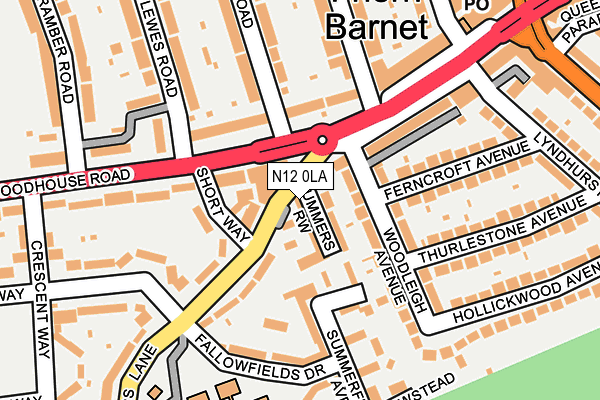 N12 0LA map - OS OpenMap – Local (Ordnance Survey)