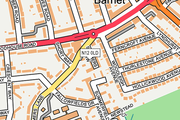 N12 0LD map - OS OpenMap – Local (Ordnance Survey)