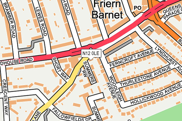 N12 0LE map - OS OpenMap – Local (Ordnance Survey)