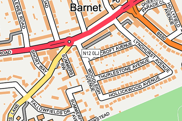 N12 0LJ map - OS OpenMap – Local (Ordnance Survey)