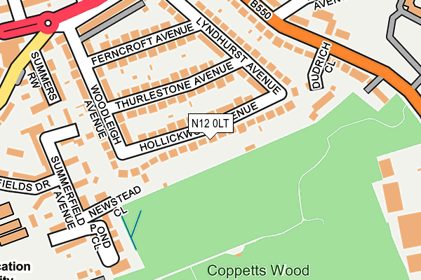 N12 0LT map - OS OpenMap – Local (Ordnance Survey)