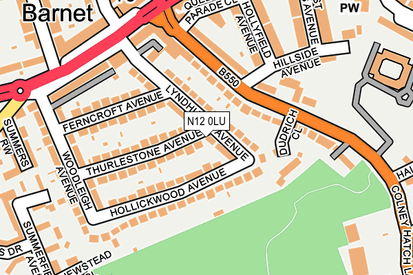 N12 0LU map - OS OpenMap – Local (Ordnance Survey)