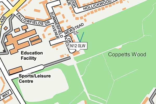 N12 0LW map - OS OpenMap – Local (Ordnance Survey)