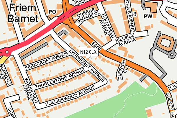 N12 0LX map - OS OpenMap – Local (Ordnance Survey)