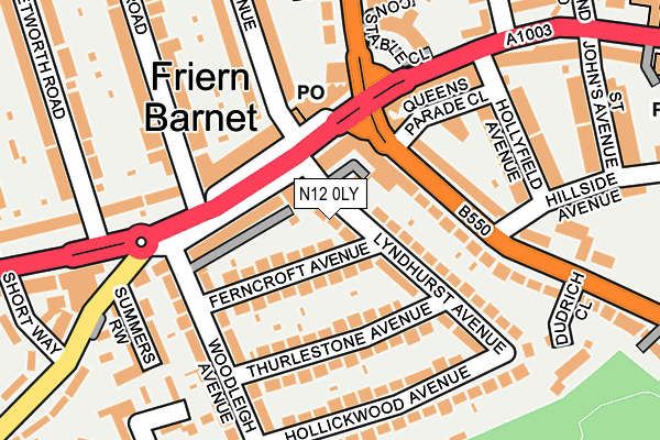 N12 0LY map - OS OpenMap – Local (Ordnance Survey)