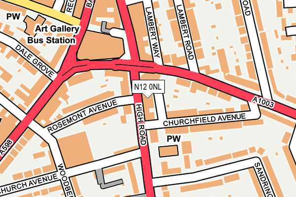 N12 0NL map - OS OpenMap – Local (Ordnance Survey)