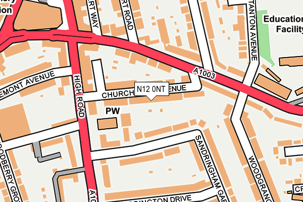 N12 0NT map - OS OpenMap – Local (Ordnance Survey)