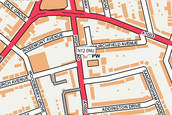 N12 0NU map - OS OpenMap – Local (Ordnance Survey)