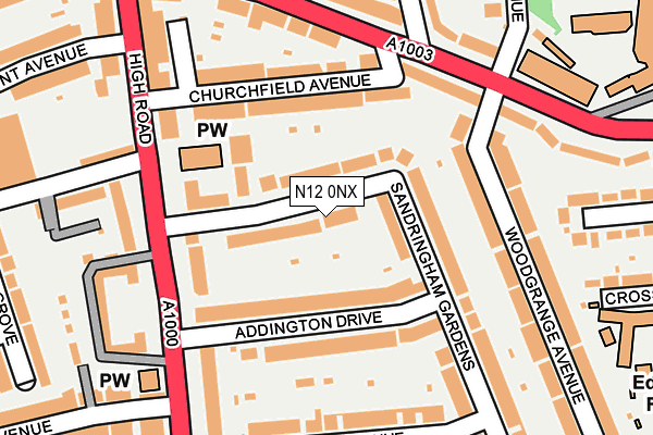 N12 0NX map - OS OpenMap – Local (Ordnance Survey)