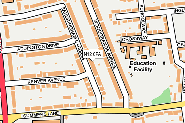 N12 0PA map - OS OpenMap – Local (Ordnance Survey)