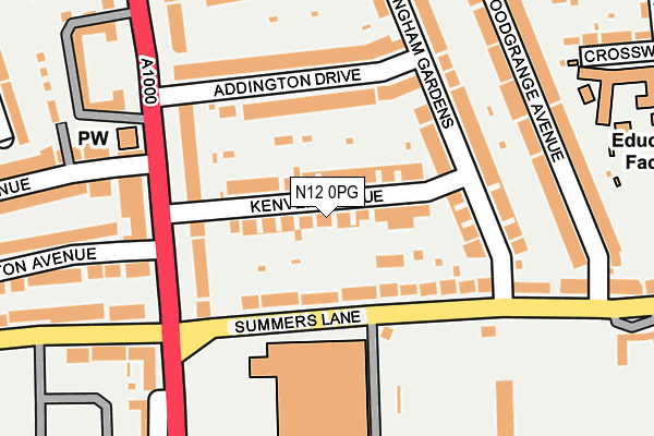 N12 0PG map - OS OpenMap – Local (Ordnance Survey)