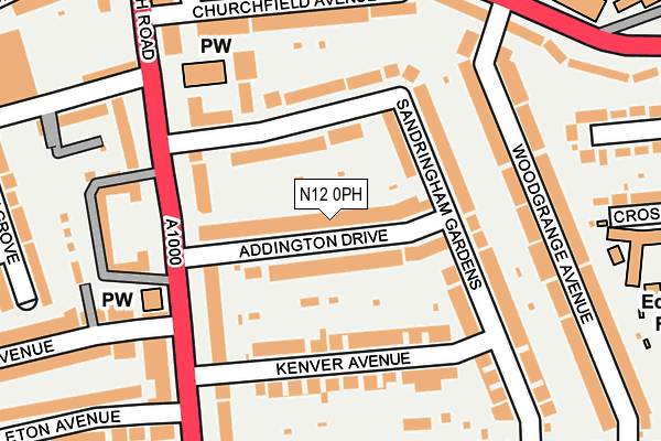 N12 0PH map - OS OpenMap – Local (Ordnance Survey)